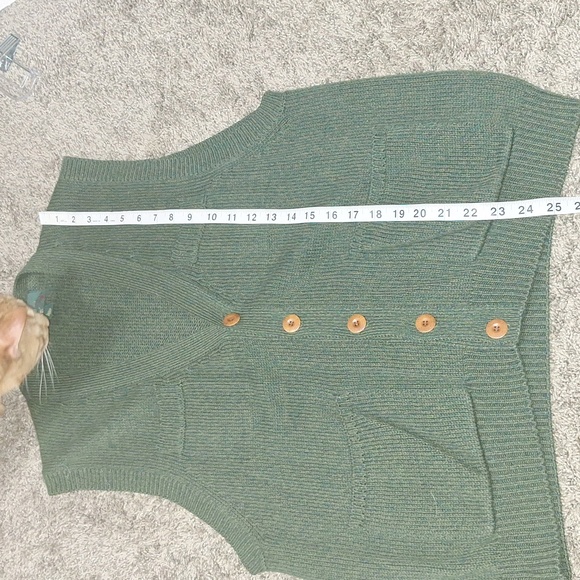 Orvis cotton button-up sweater vest - L - heathered olive green - Picture 7 of 7